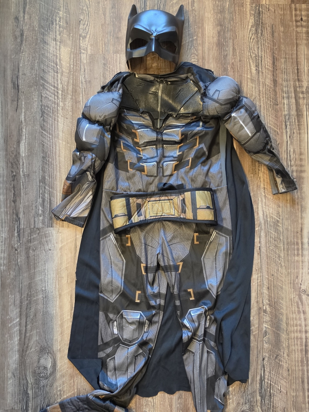 Kids Tactical Batman Padded Muscle Chest Halloween Costume Jumpsuit Mask Size S